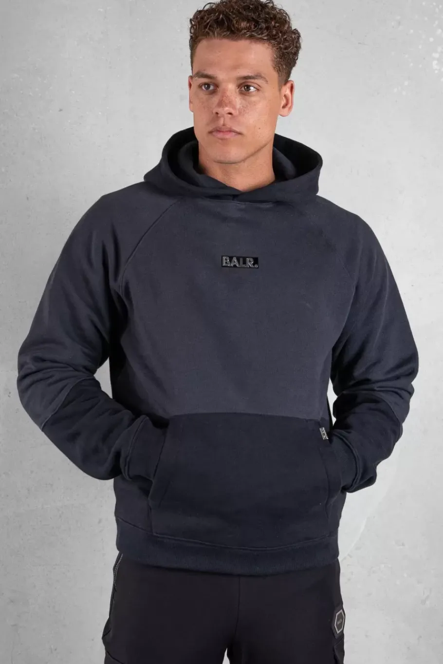 Hoodies^BALR. Carter Loose Double Arrow Hoodie Jet Black/Asphalt