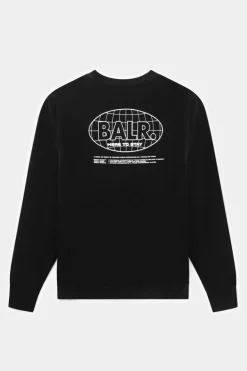 Sweatshirts^BALR. Olaf Straight H2S Globe Crewneck Jet Black