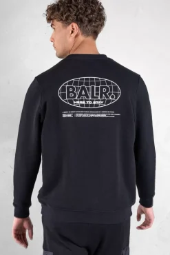 Sweatshirts^BALR. Olaf Straight H2S Globe Crewneck Jet Black