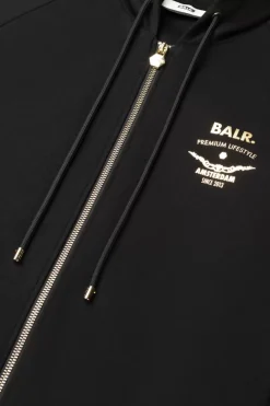 Sweatshirts^BALR. Rani Zip Gold Emblem Hoodie Jet Black
