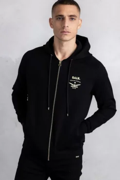 Sweatshirts^BALR. Rani Zip Gold Emblem Hoodie Jet Black