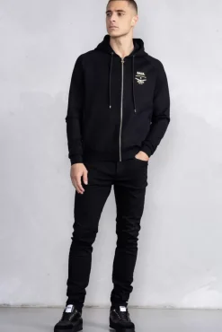 Sweatshirts^BALR. Rani Zip Gold Emblem Hoodie Jet Black